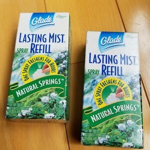 2 Vintage Glade Lasting Mist Refill Natural Springs Air Freshener 1996 SEALED